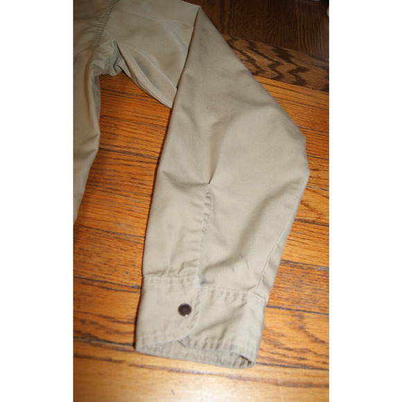 Vintage Oshkosh Best-Prest Tan Mens XL Long Sleeve Snap Button Work Shirt Stains - Picture 8 of 16